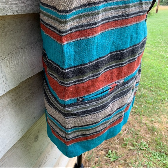 Vintage 80s Wool Blend Striped Print Collared V-Neck Long Sleeve Casual Jacket - Picture 14 of 16